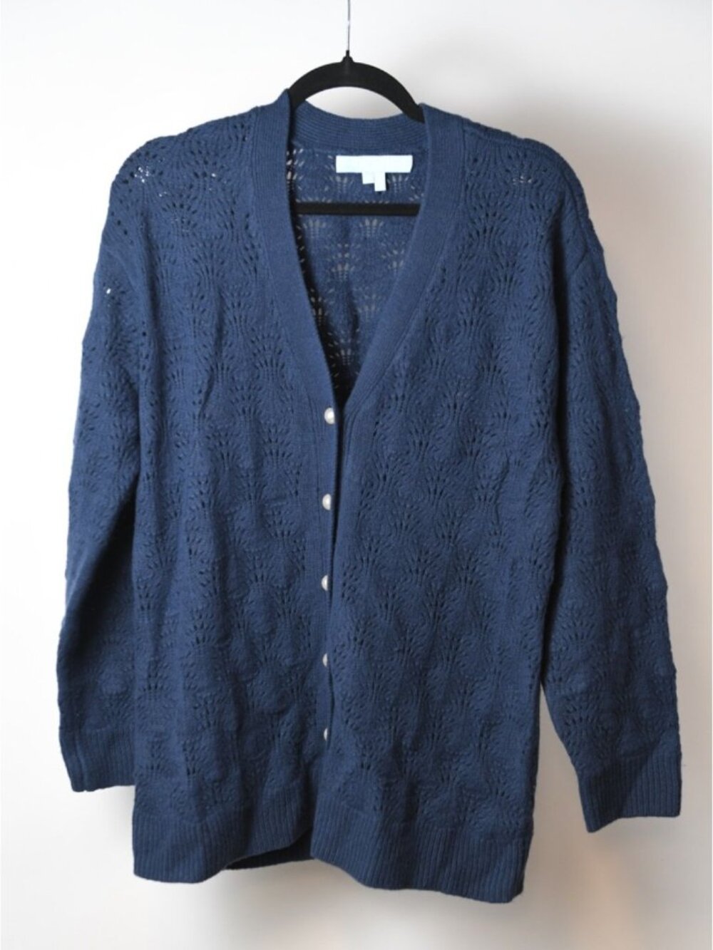 Hill House 100% Merino Mool Oversized Blue Cardigan Sweater Size Small